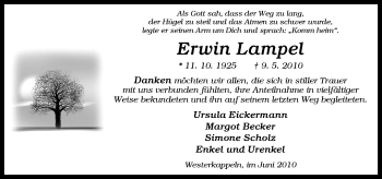 Traueranzeige von Erwin Lampel von Neue Osnabrücker Zeitung GmbH & Co. KG