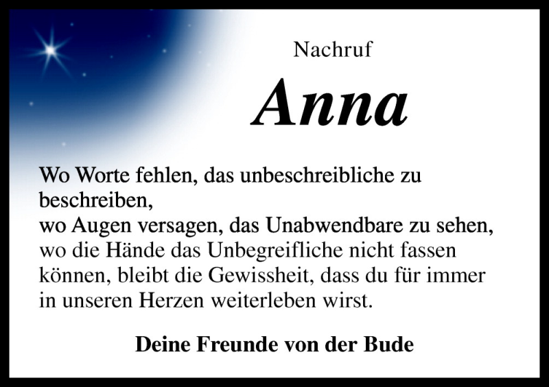  Traueranzeige für Anna-Katharina Wunrau vom 05.07.2011 aus Neue Osnabrücker Zeitung GmbH & Co. KG