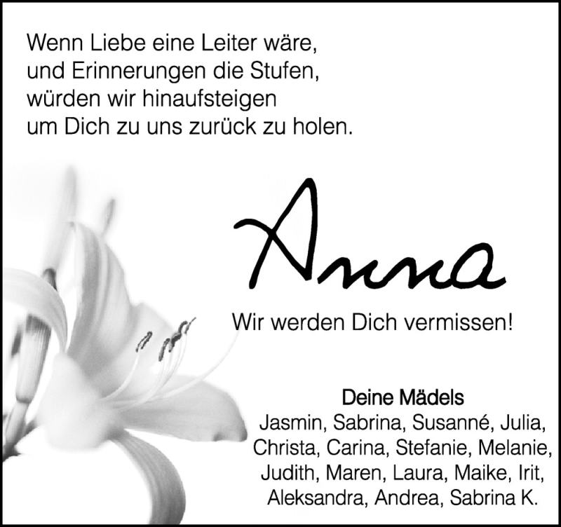  Traueranzeige für Anna-Katharina Wunrau vom 06.07.2011 aus Neue Osnabrücker Zeitung GmbH & Co. KG