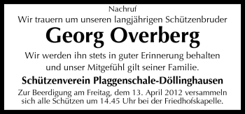 Traueranzeigen Von Georg Overberg Noz Trauerportal