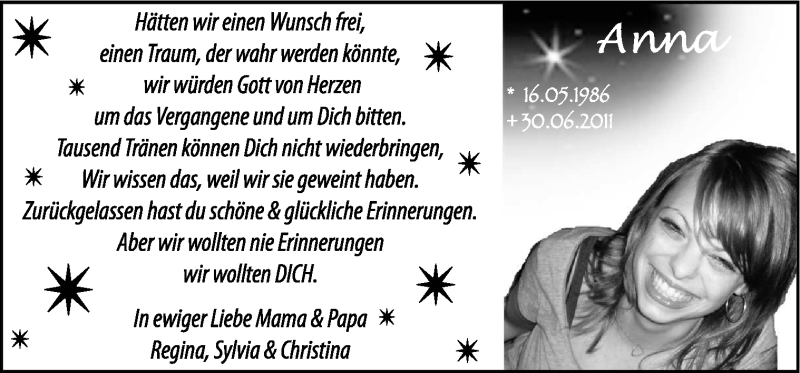  Traueranzeige für Anna-Katharina Wunrau vom 27.06.2012 aus Neue Osnabrücker Zeitung GmbH & Co. KG