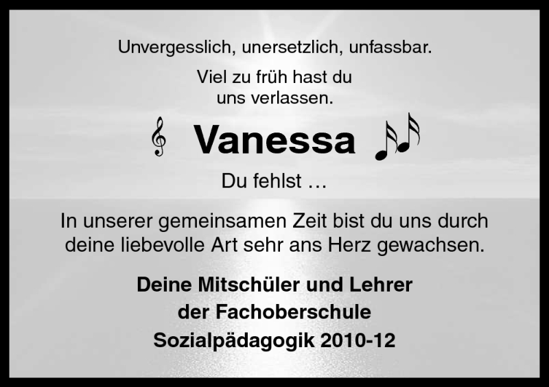  Traueranzeige für Vanessa Meese vom 26.09.2012 aus Neue Osnabrücker Zeitung GmbH & Co. KG