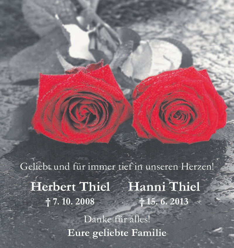  Traueranzeige für Herbert und Hanni Thiel vom 07.10.2013 aus Neue Osnabrücker Zeitung GmbH & Co. KG