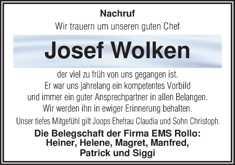  Traueranzeige für Josef Wolken vom 14.12.2013 aus Neue Osnabrücker Zeitung GmbH & Co. KG