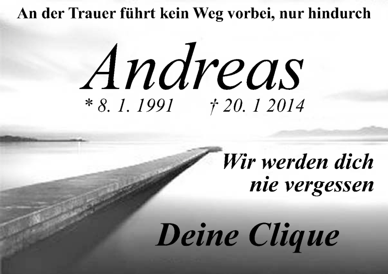  Traueranzeige für Andreas Gerdes vom 24.01.2014 aus Neue Osnabrücker Zeitung GmbH & Co. KG
