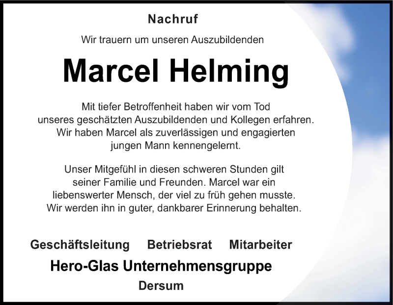  Traueranzeige für Marcel Helming vom 06.02.2014 aus Neue Osnabrücker Zeitung GmbH & Co. KG