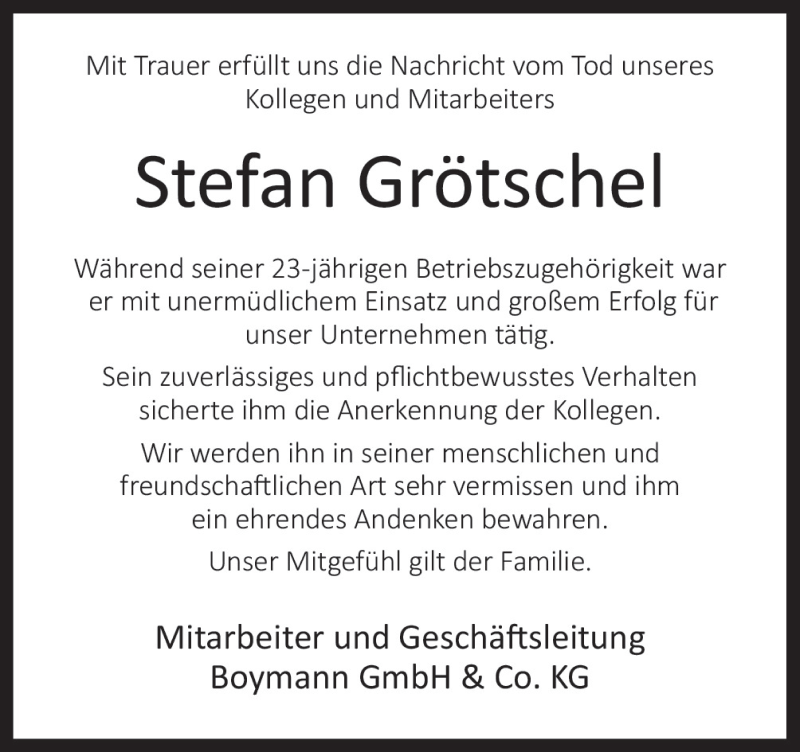  Traueranzeige für Stefan Grötschel vom 30.11.2015 aus Neue Osnabrücker Zeitung GmbH & Co. KG