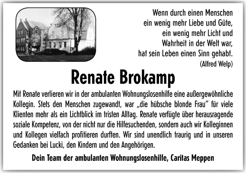  Traueranzeige für Renate Brokamp vom 29.05.2015 aus Neue Osnabrücker Zeitung GmbH & Co. KG