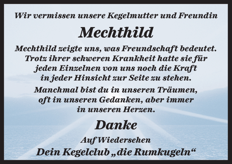 Traueranzeige für Mechthild Hummeldorf vom 05.10.2016 aus Meppener Tagespost