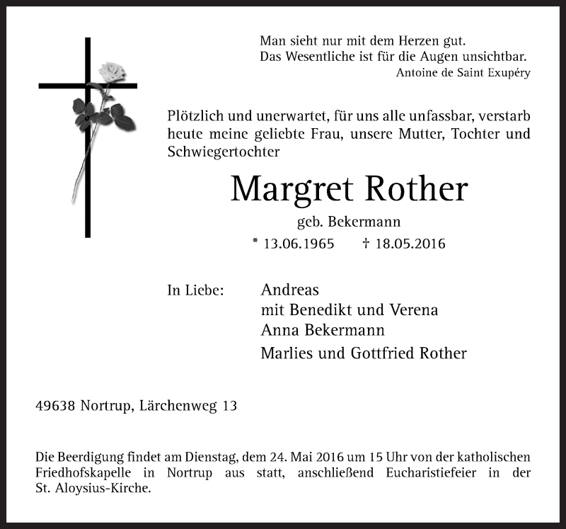  Traueranzeige für Margret Rother vom 21.05.2016 aus Neue Osnabrücker Zeitung GmbH & Co. KG