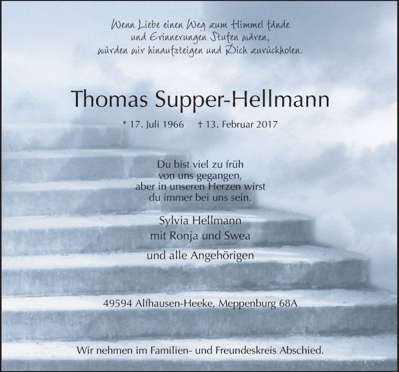  Traueranzeige für Thomas Supper-Hellmann vom 18.02.2017 aus Neue Osnabrücker Zeitung GmbH & Co. KG