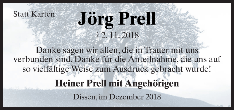 Traueranzeigen von Jörg Prell noz Trauerportal