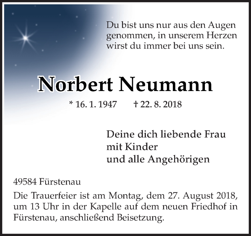 Traueranzeigen Von Norbert Neumann Noz Trauerportal