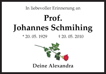 Traueranzeige von Johannes Schmihing von Neue Osnabrücker Zeitung GmbH & Co. KG