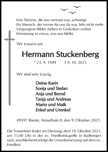 Traueranzeigen Von Hermann Stuckenberg Noz Trauerportal