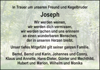 Traueranzeige von Joseph  von Neue Osnabrücker Zeitung GmbH & Co. KG