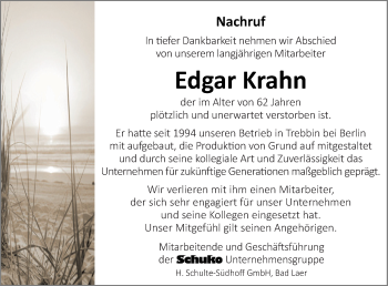 Traueranzeige von Edgar Krahn von Neue Osnabrücker Zeitung GmbH & Co. KG