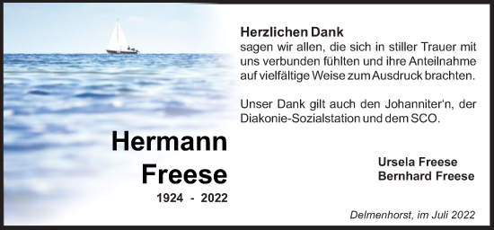 Traueranzeige von Hermann Freese von DK Medien GmbH & Co. KG