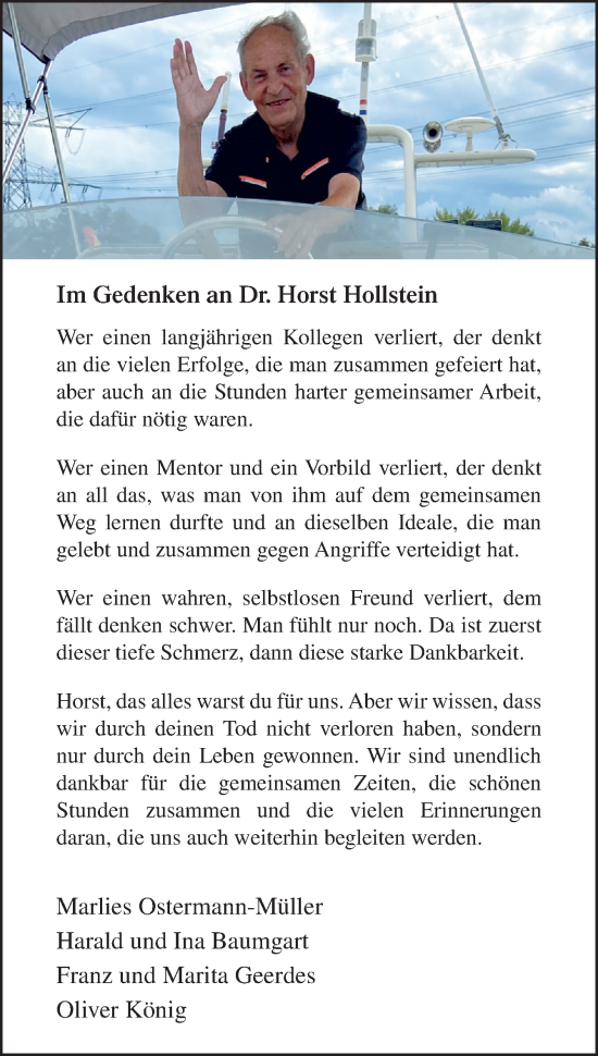 Traueranzeige von Horst Hollstein von Neue Osnabrücker Zeitung GmbH & Co. KG