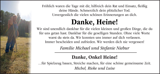 Traueranzeige von Heine  von Neue Osnabrücker Zeitung GmbH & Co. KG