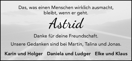Traueranzeige von Astrid  von Neue Osnabrücker Zeitung GmbH & Co. KG