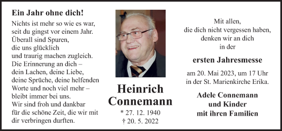 Traueranzeige von Heinrich Connemann von Neue Osnabrücker Zeitung GmbH & Co. KG