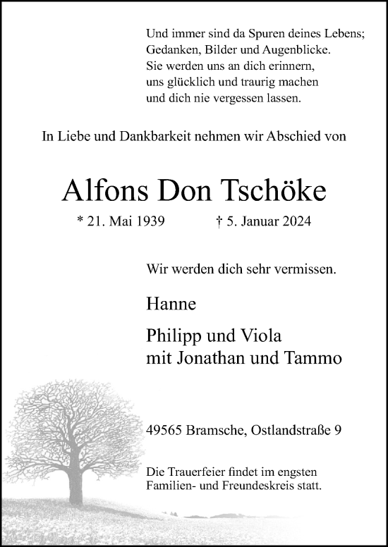 Traueranzeigen Von Alfons Don Tsch Ke Noz Trauerportal