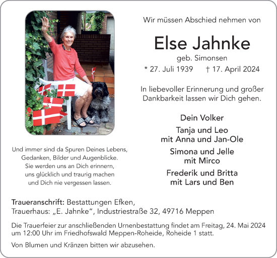 Traueranzeige von Else Jahnke von Neue Osnabrücker Zeitung GmbH & Co. KG