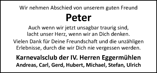 Traueranzeige von Peter  von Neue Osnabrücker Zeitung GmbH & Co. KG