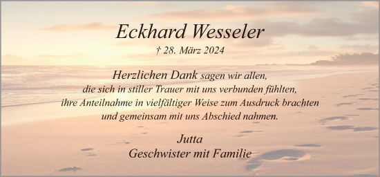 Traueranzeige von Eckhard Wesseler von Neue Osnabrücker Zeitung GmbH & Co. KG