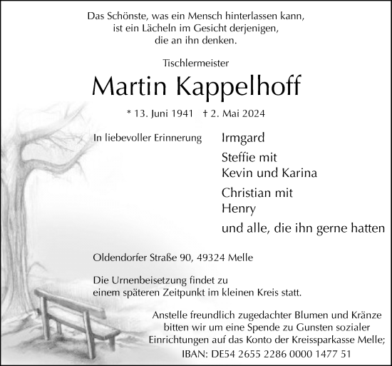 Traueranzeige von Martin Kappelhoff von Neue Osnabrücker Zeitung GmbH & Co. KG