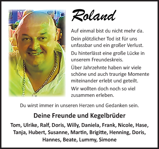 Traueranzeige von Roland  von Neue Osnabrücker Zeitung GmbH & Co. KG