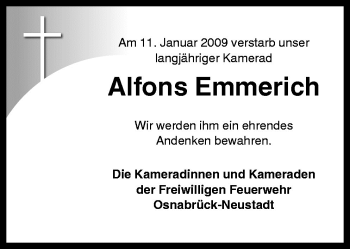 Traueranzeige von Alfons Emmerich von Neue Osnabrücker Zeitung GmbH & Co. KG