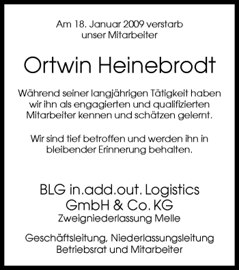 Traueranzeige von Ortwin Heinebrodt von Neue Osnabrücker Zeitung GmbH & Co. KG