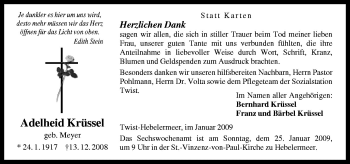 Traueranzeige von Adelheid Krüssel von Neue Osnabrücker Zeitung GmbH & Co. KG