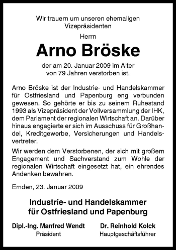 Traueranzeige von Arno Bröske von Neue Osnabrücker Zeitung GmbH & Co. KG