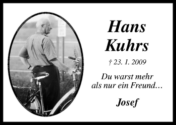 Traueranzeige von Hans Kuhrs von Neue Osnabrücker Zeitung GmbH & Co. KG