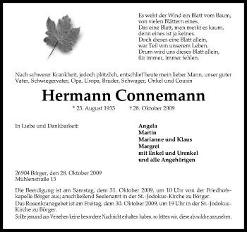 Traueranzeige von Hermann Connemann von Neue Osnabrücker Zeitung GmbH & Co. KG