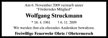 Traueranzeige von Wolfgang Struckmann von Neue Osnabrücker Zeitung GmbH & Co. KG