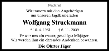 Traueranzeige von Wolfgang Struckmann von Neue Osnabrücker Zeitung GmbH & Co. KG