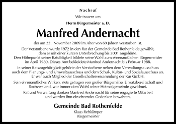 Traueranzeige von Manfred Andernacht von Neue Osnabrücker Zeitung GmbH & Co. KG