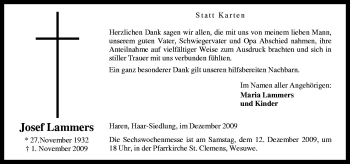 Traueranzeige von Josef Lammers von Neue Osnabrücker Zeitung GmbH & Co. KG