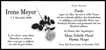 Traueranzeige von Irene Meyer von Neue Osnabrücker Zeitung GmbH & Co. KG