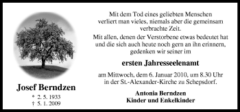 Traueranzeige von Josef Berndzen von Neue Osnabrücker Zeitung GmbH & Co. KG
