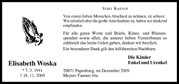 Traueranzeige von Elisabeth Woska von Neue Osnabrücker Zeitung GmbH & Co. KG