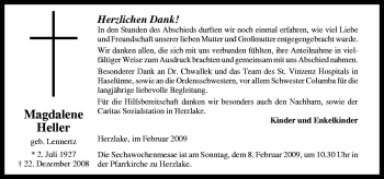 Traueranzeige von Magdalene Heller von Neue Osnabrücker Zeitung GmbH & Co. KG