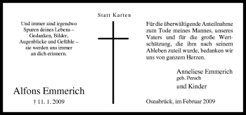 Traueranzeige von Alfons Emmerich von Neue Osnabrücker Zeitung GmbH & Co. KG