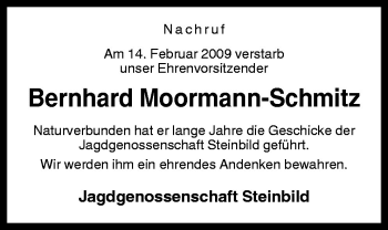Traueranzeige von Bernhard Moormann-Schmitz von Neue Osnabrücker Zeitung GmbH & Co. KG