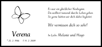 Traueranzeige von Verena  von Neue Osnabrücker Zeitung GmbH & Co. KG