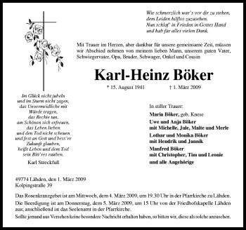 Traueranzeige von Karl-Heinz Böker von Neue Osnabrücker Zeitung GmbH & Co. KG